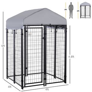 Outdoor Heavy Duty 4 X 4 X 6 Welded Wire Dog Kennel with Roof UV Resistant Playpen <b>Enclosure</b> Escape-proof Lock <b>Pet</b> Cage - Product Image 2
