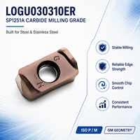 LOGU030310ER SP1251A Plaquette de fraisage en carbure revêtue PVD pour l'acier et l'acier inoxydable, fraisage frontal et d'épaulement CNC, coupe intensive