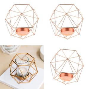 Photophore en or rose élégant et décoratif pour la décoration de table à la maison - Product Image 6