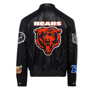 Chaqueta de Cuero Completa de los Chicago Bears Negra - Product Image 2