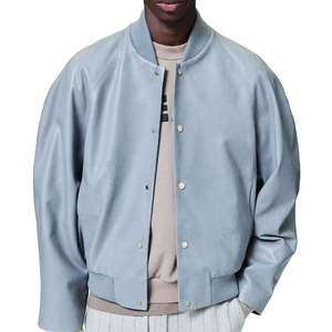 OEM Manufacturer <b>Men's</b> Full Grain Cow skin <b>Leather</b> Raglan Bomber <b>Jacket</b> Luxury Designer Outerwear Custom <b>leather</b> top - Product Image 1