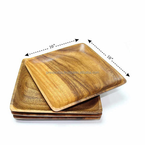 Natural Wooden Tray Handcrafted Tray for Decor, Serving, or Display Eco-Friendly Wood Craft OEM 10x10" - Product Image 3