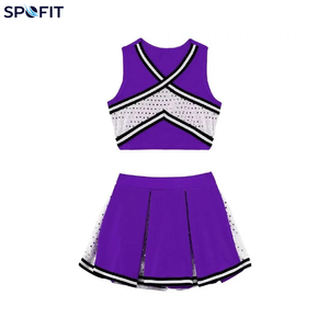 Ensemble d'uniformes de cheerleading sans manches en polyester 100% imprimé par transfert thermique personnalisé pour femmes adultes - Product Image 5