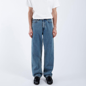 Jeans Anchos de Mezclilla Negra Lavada Estilo Vintage, Personalizados por el Fabricante, de Primera Calidad, para Hombre, Talla Grande, Corte Recto - Product Image 4