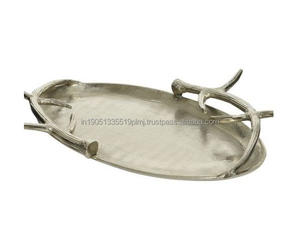 ถาดอลูมิเนียมตกแต่งดีไซน์โบราณทำจากโลหะหรูหราถาดตกแต่ง - Product Image 1