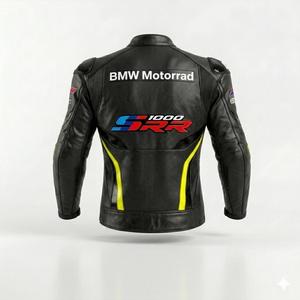 เสื้อแจ็คเก็ตหนังวัวแท้สำหรับผู้ชาย BM S1000 RR สำหรับขี่มอเตอร์ไซค์/แข่งรถ/สไตล์คาเฟ่เรเซอร์ คลาสสิค พร้อมฮัมป์ สำหรับผู้ชาย มาตรฐาน CE - Product Image 2