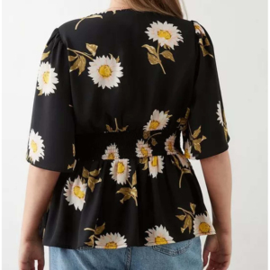Blusa de Franela Casual para Mujer, Manga Larga, Bordada, con Botones al Frente, Estampada, Brillante, para Oficina, Fiestas, Eventos, Tallas Grandes - Product Image 2