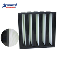 Filtre à air de type V à haute efficacité, boîtier ABS, faible porosité, filtration d'air industrielle pour salle blanche et usage médical