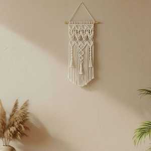Beautiful Bohemian <b>Macrame</b> <b>Curtain</b> Handmade Rattan and Wood Wall Hanging for Living Room Home Art Decoration - Product Image 3