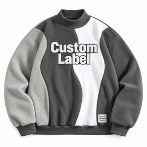 เสื้อสเวตเชิ้ตโอเวอร์ไซส์แบบยูนิเซ็กซ์ ผ้าฟลีซสีบล็อก ปักป้ายแบรนด์ได้ คอกลม สไตล์สตรีทแวร์ ใส่ได้ในฤดูหนาว ลำลอง ออกแบบได้ตามต้องการ - Product Image 3