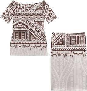 Robe longue à imprimé géométrique épaules dénudées avec ourlet étagé, style bohème, tenue décontractée d'été, coupe ajustée moulante - Product Image 3