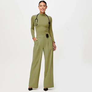 Tenue d'infirmière de haute qualité pour femmes, patchwork, col asymétrique, manches courtes, poignets souples, très vendue, personnalisable avec logo - Product Image 2