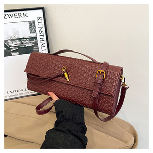 Nuevo Bolso Bandolera Pequeño de Mujer, Estilo Acordeón, en Cuero PU con Textura Tejida, Cierre Moderno, Amplia Selección de Colores - Product Image 1
