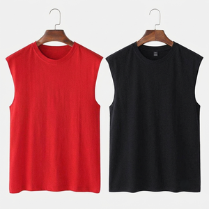 Men <b>Sleeveless</b> Tank Top Solid Color O-Neck Casual Knitted Athletic Shirt for Gym Workout Fitness Training Activewear - Product Image 5