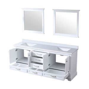 80 pouces. Meuble-lavabo double blanc avec 22 pouces de profondeur Plateau en quartz D et 30 pouces Miroirs pour meubles-lavabos de salle de bain - Product Image 5