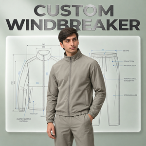 Premium Custom Lightweight Sportswear Windbreaker Set Men Nylon Hoodie Shorts Windproof Outdoor Urban Streetwear - Product Image 5