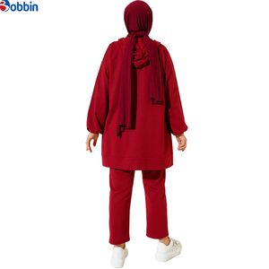 Conjunto de Sudadera Larga con Capucha para Mujer Musulmana, Tallas Grandes, Color Sólido, Otoño-Invierno, Deportivo y Modesto, con Cordón y Cremallera, Personalizado y de Gran Venta - Product Image 2