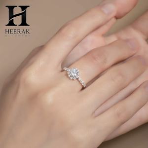 14K Gold Floral Halo <b>Diamond</b> Engagement <b>Ring</b> - Elegant Lab Grown/Natural <b>Diamond</b> <b>Ring</b> - Product Image 2