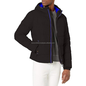 Blouson d'hiver matelassé pour homme OEM, tendance, col montant uni, décontracté, coupe bomber, à capuche, imperméable, coupe-vent, style urbain - Product Image 1