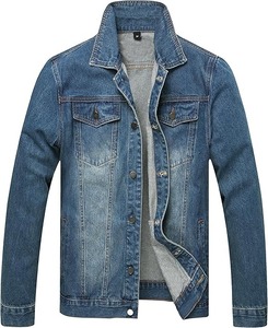 <b>Custom</b> Men's Plain <b>Denim</b> <b>Jacket</b> with Coating Process High Quality Outerwear - Product Image 1