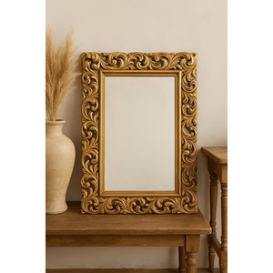 Espejo de Pared Ornamental de Madera de Nogal Hecho a Mano con Hoja de Oro 30x24 Venta al por Mayor - Product Image 5