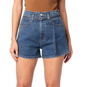 Shorts de Mezclilla Rectos de Cintura Alta, Estilo Americano, Casuales para Mujer, con un Corte Moderno - Product Image 1