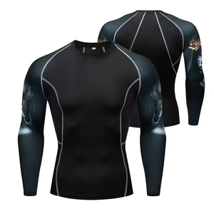 Rashguard personnalisé à manches longues respirant et écologique pour hommes, impression numérique, vente en gros, tissu polyester personnalisé - Product Image 6