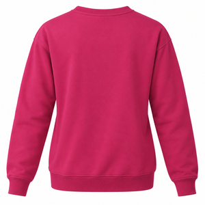 เสื้อสเวตเชิ้ตคอกลมสีชมพูสดใสสำหรับผู้หญิง ผ้าฝ้ายฟลีซ สวมใส่สบาย สไตล์สตรีทแวร์ - Product Image 1