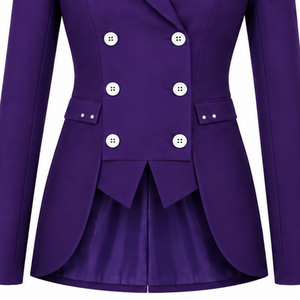 Chaqueta Formal de Negocios para Mujer, Color Morado Real, Estampada, de Manga Larga, Corte Entallado, Doble Botonadura, con Diseño Personalizado en el Pecho - Product Image 5