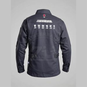 เสื้อแจ็คเก็ตทำงานสำหรับผู้ชายสีเทาเข้ม ยี่ห้อ Zii ทรงปกติ ตะเข็บเชื่อมป้องกันความร้อน เสื้อผ้าป้องกันความร้อนสำหรับโรงงานและเวิร์กช็อป พร้อมหน้ากากป้องกัน - Product Image 2