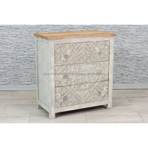 2024 muebles tallados en madera hechos a mano almacenamiento cabecera con 3 cajones muebles de sala de estar de lujo mesitas de noche asequibles - Product Image 6