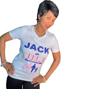 Jack and Jill Family <b>Sequin</b> <b>Top</b> Women Short Sleeve Gray T-Shirt Custom Greek Inspired Bling Casual Fashion Apparel - Product Image 6