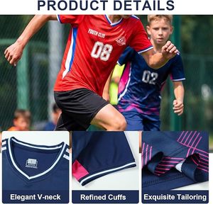 Ensemble de maillots de football personnalisés avec nom, numéro et logo pour hommes, jeunes et enfants, uniforme d'entraînement respirant - Product Image 3