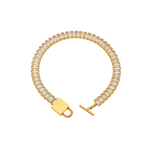Pulsera de tenis de acero inoxidable chapada en oro PVD de 18 quilates, impermeable, con circonitas, joyería premium - Product Image 4