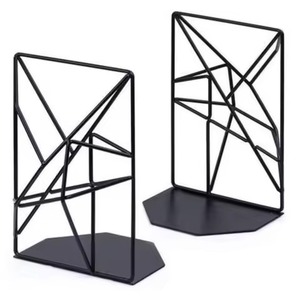 Designer Metal Bookends Modern <b>Book</b> Holder Non Slip <b>Book</b> Stopper Office Desk Shelf Organizer Home <b>Decor</b> - Product Image 2
