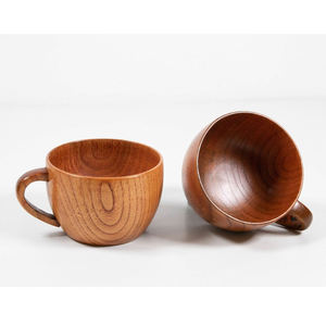 Tasse à café en bois faite à la main avec soucoupe, décoration rustique ronde pour la maison - Product Image 3