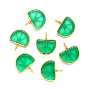 Colgante de Plata de Ley 925 con Baño de Oro Vermeil y Ónix Verde Natural Tallado en Forma de Naranja, Hecho a Mano para Mujer - Product Image 1