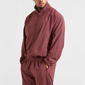 <b>Men</b>’s Custom Made Windbreaker Tracksuit Set Solid Color Polyester/Nylon Stand Collar <b>Jacket</b> With Pockets Heavyweight Tracksuit - Product Image 5