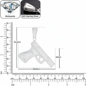 Pendentif Hip Hop en Moissanite Diamant, Argent 925, Bijou de Luxe, Design Audacieux, Cadeau - Product Image 3