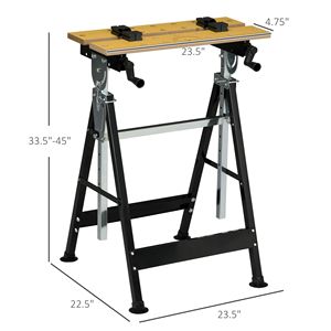Tavolo da Lavoro per Falegnameria Regolabile in Altezza con 4 Morsetti e Telaio in Acciaio, Capacità 100 kg per Officine e Laboratori - Product Image 3