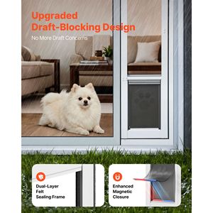 Puerta para Perros con Altura Ajustable para Puertas Corredizas de Vidrio de 75 7/8" a 80 11/16", Marco de Aleación de Aluminio con Diseño de Cerradura para Puertas Corredizas de Vidrio - Product Image 4