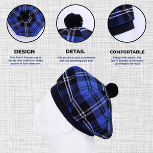 Sombrero Escocés Premium Ramsay Blue Tartan Tam o' Shanter con Pompón, Gorro de Lana del Clán de las Tierras Altas, Venta al por Mayor Personalizada - Product Image 3