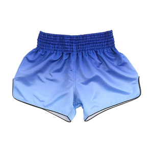Pantalones Cortos de Muay Thai con Degradado Azul, Pantalones de Kickboxing de Satén, Equipo Profesional de Artes Marciales, Pantalones Cortos con Logotipo de Equipo Personalizado - Product Image 3