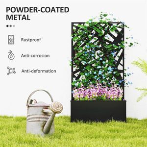 Fioriera da Giardino Zincata con Pannello Privacy, Elegante Contenitore per Vasi e Fioriere - Product Image 2
