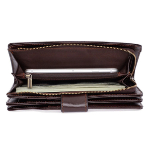 Trendy Custom Genuine Leather Long <b>Wallet</b> Unisex Fold Closure Minimalist Design Daily Use Brown Color Long <b>Wallets</b> - Product Image 5