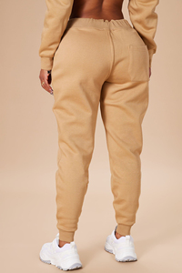 Ensemble de survêtement deux pièces pour femme 100 % coton, délavé à l'acide, couleur unie, respirant, écologique, streetwear, couleur kaki, sweat à capuche et pantalon - Product Image 3