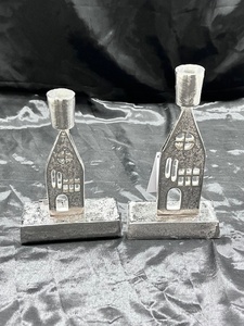 Sonnet Decor Aluminum <b>Candlestick</b> Holder House Shape Home Decoration Durable <b>Black</b> White Powder Coating Handmade Christmas Model - Product Image 1