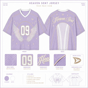 เสื้อเจอร์ซีย์กีฬาตาข่ายสไตล์ Y2K แบบโอเวอร์ไซส์ สีม่วงลาเวนเดอร์ Heaven Sent 09 ปักลายปีกนางฟ้า เสื้อผ้ากีฬาย้อนยุค - Product Image 6