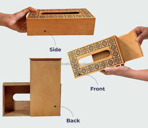 Couvercle de boîte à mouchoirs en bois fabriqué à la main en bois massif naturel porte-mouchoirs décoratif pour bureau à domicile par Artisan Craft - Product Image 6