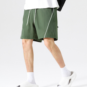 Men's <b>Black</b> Quick Dry <b>Board</b> Shorts Solid Color Side Stripe Drawstring Waist Casual Bermuda Style 100% Polyester - Product Image 2
